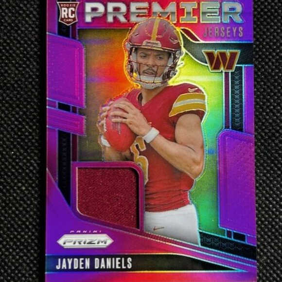 2024 Prizm Football Jayden Daniels Premier Jerseys Pink Prizm Parallel Rookie RC - Picture 1 of 2
